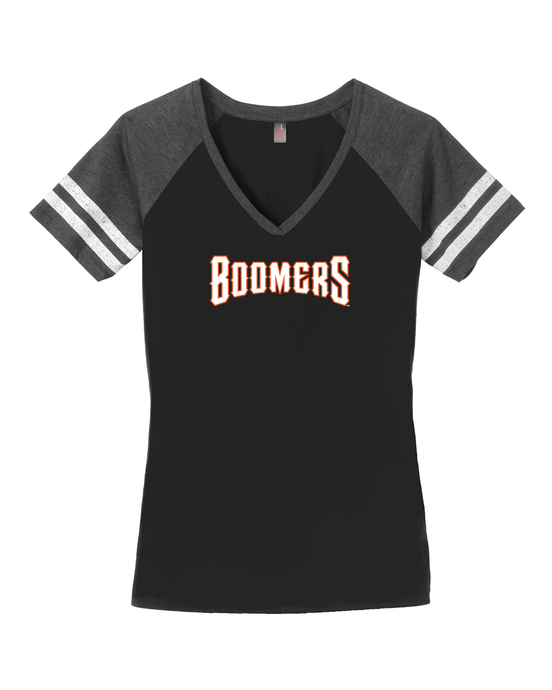 WOMEN'S STRIPED V-NECK TEE